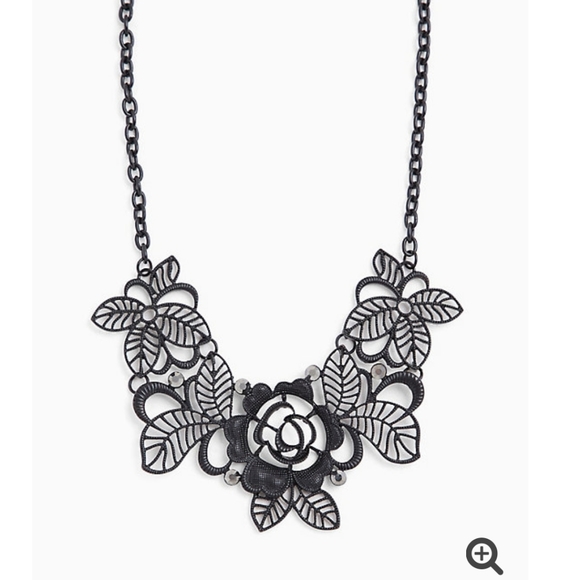 Torrid black metal floral statement necklace